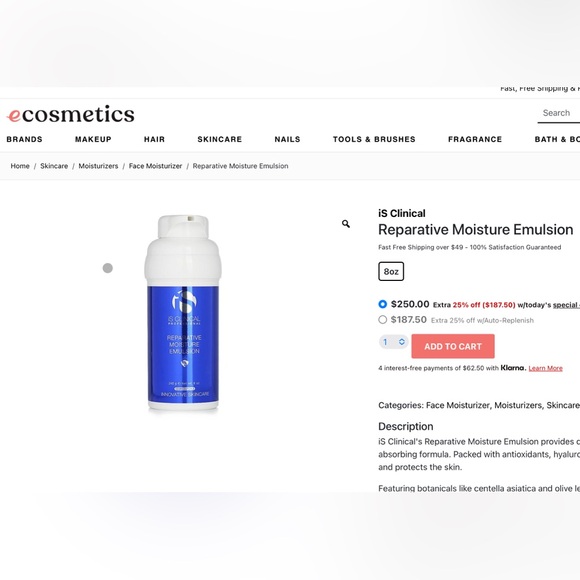 JUMBO Professional Use iS Clinical Reparative Moisturizer Emulsion Face 8oz - Picture 2 of 2